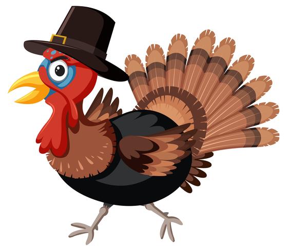 Thanksgiving turkey with hat vector