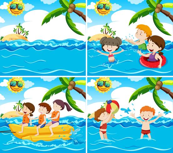 Set of various beach scene vector