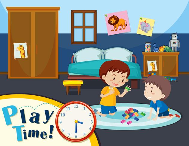 Tiempo de juego con dos niños vector