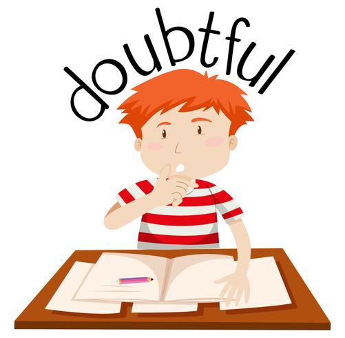 A doubtful boy on white background vector