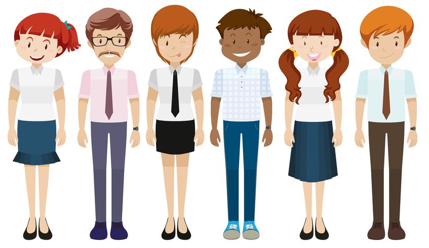 People in different costumes vector