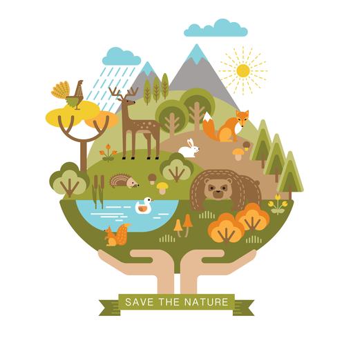 Ilustración vectorial de protección de la naturaleza. vector