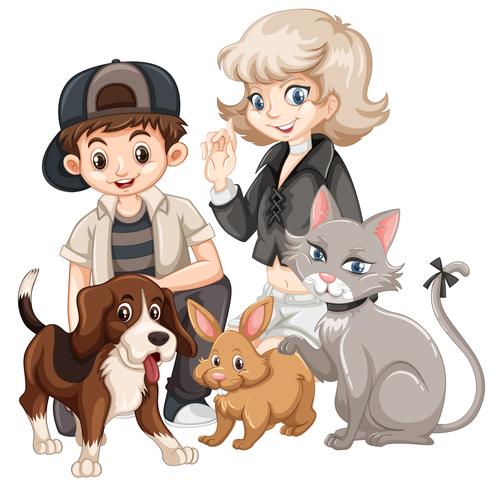 People with pets concept vector