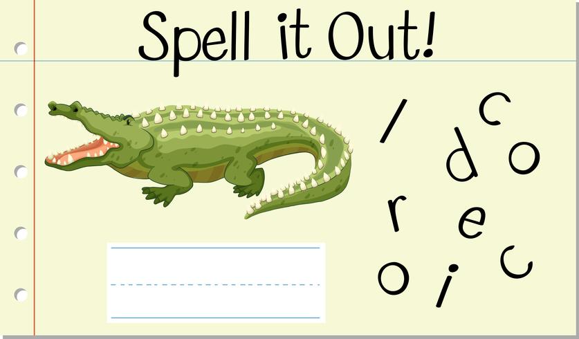 Spell English word crocodile vector