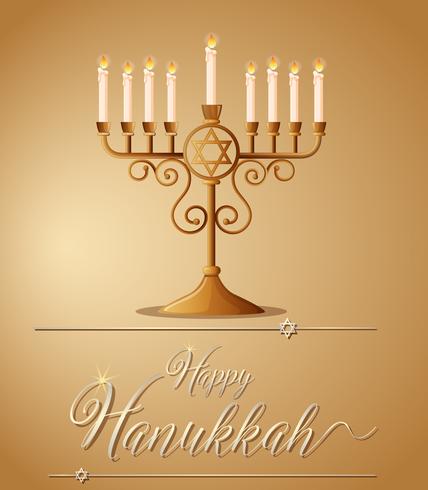 Feliz Hanukkah con símbolo judío y luz. vector