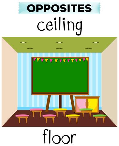 Flashcard for opposite words ceiling and floor vector