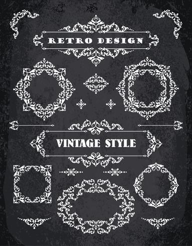 Set of Retro Vintage Badges, Frames, Labels and Borders. vector