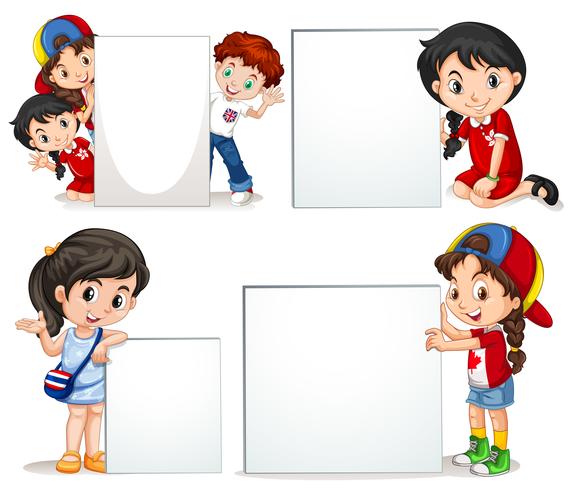 Children holding white sign - Download Free Vector Art, Stock Graphics & Images