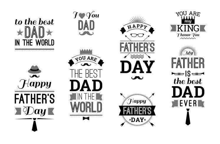 Happy Father s Day Design Collection In Retro Style. vector