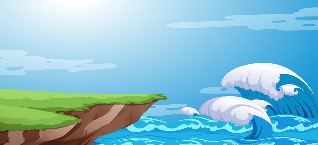 A ocean cliff background vector