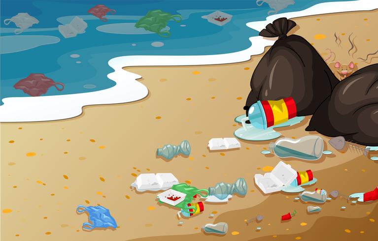 A pollution beach background vector