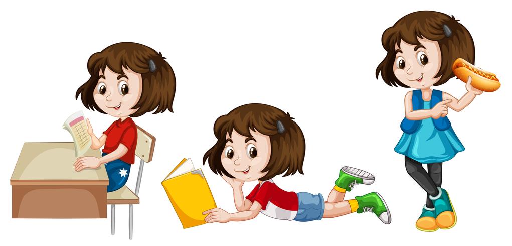 Set of girl activity vector