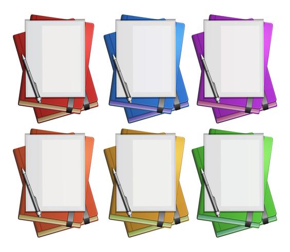 Blank paper on different color books vector