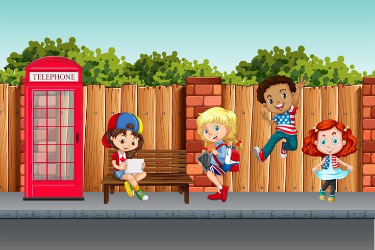 International children in town vector