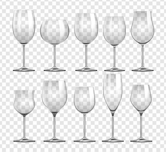 Diferentes tipos de copas de vino. vector