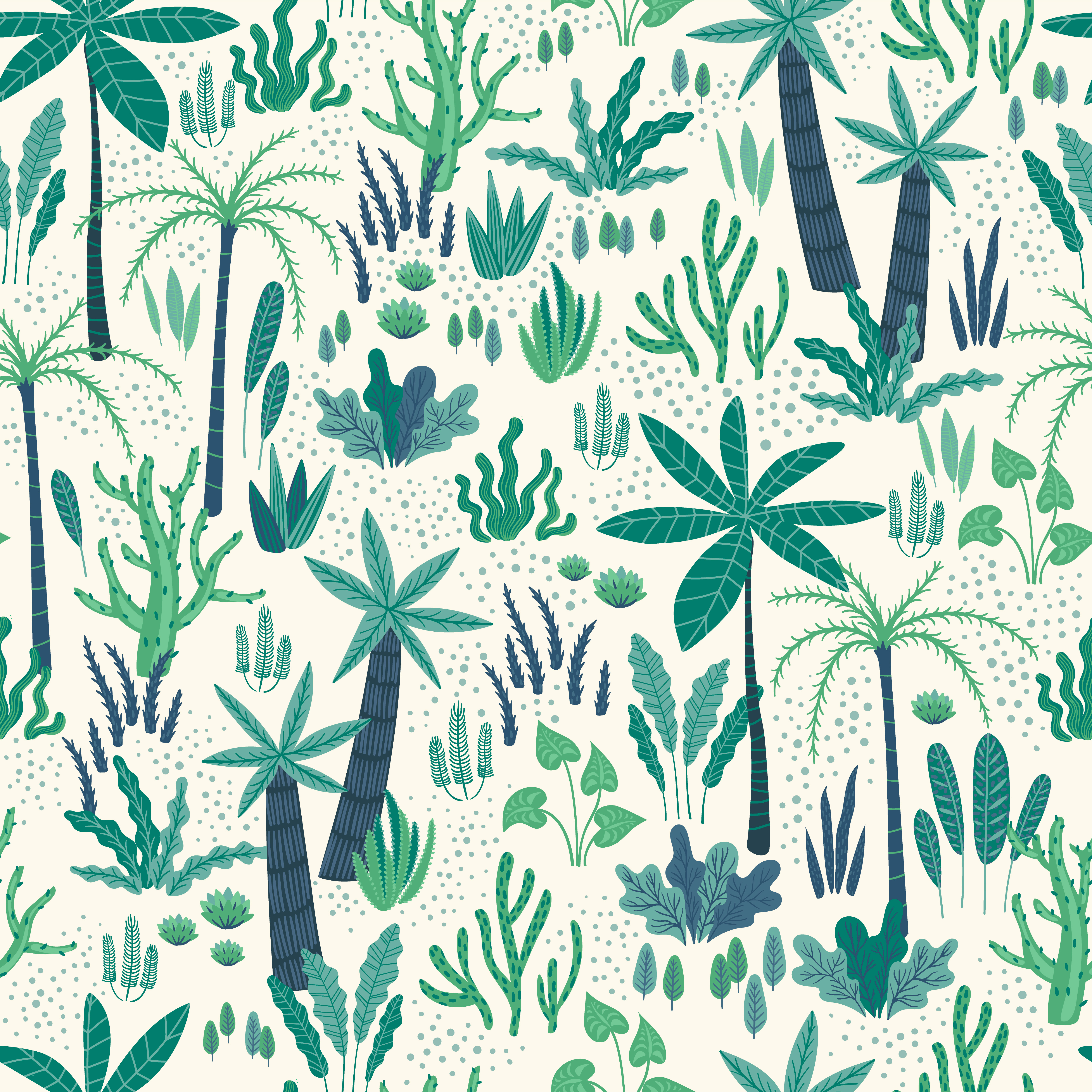 Seamless pattern with abstract tropical plants. Vector design. 295384 ...