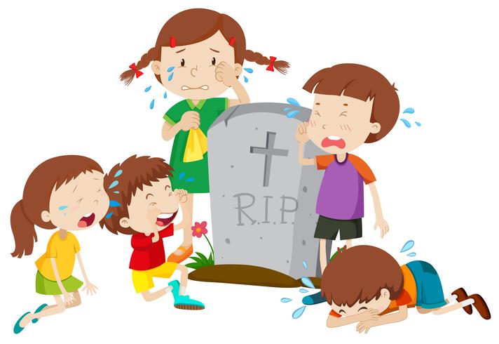 Gravestone scene with children crying - Download Free Vector Art, Stock Graphics & Images