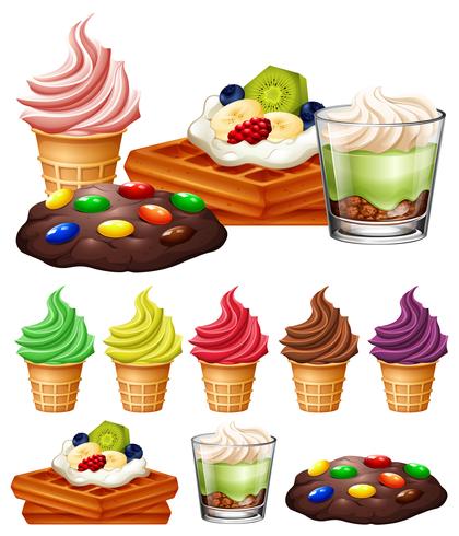 Diferentes tipos de postres. vector