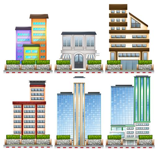 Different designs of buildings vector