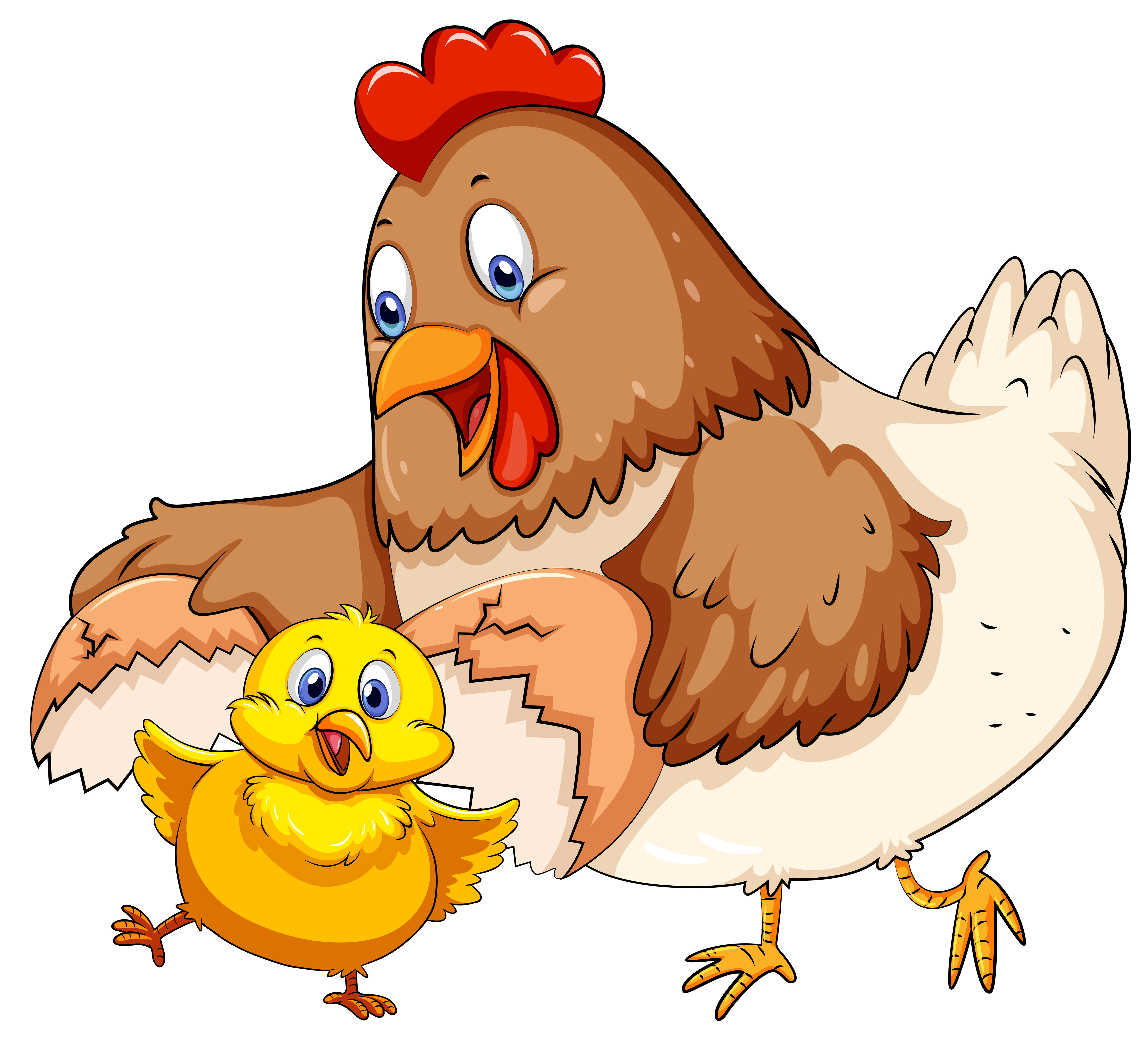 Download Mother hen and little chick 295452 Vector Art at Vecteezy