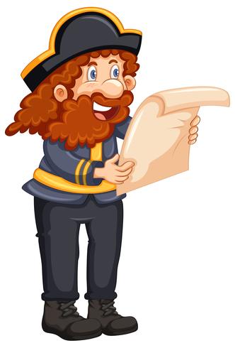 Pirate Reading a Map on White Background vector