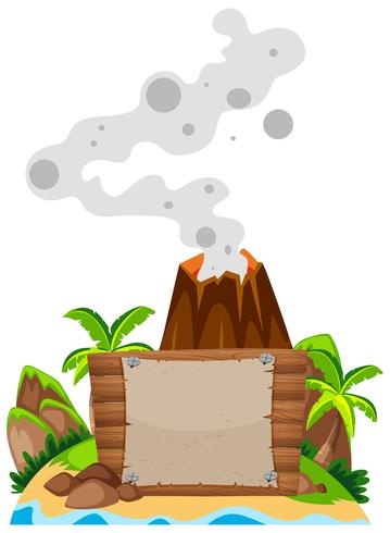 Sign template with volcano in background vector