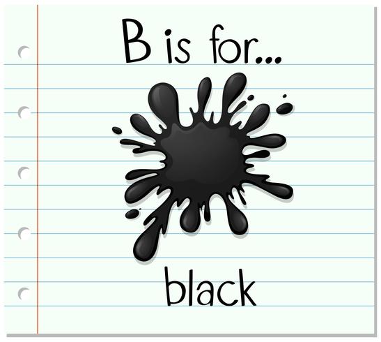 La letra B de la Flashcard es para negro vector