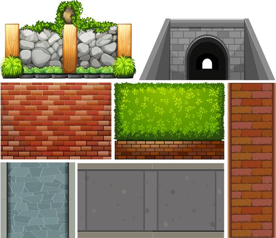 Different design of wall and footpaths vector