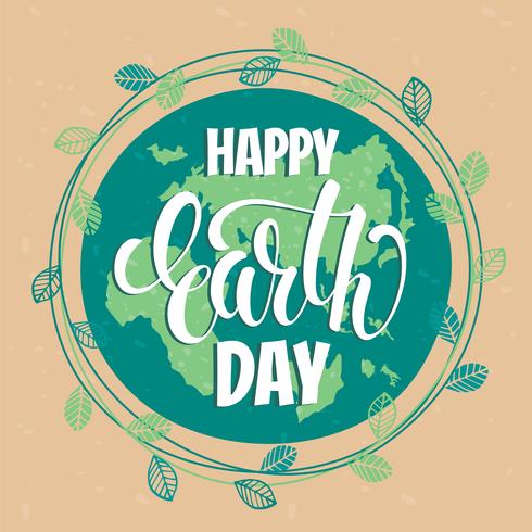 Earth Day concept with hand draw lettering. vector