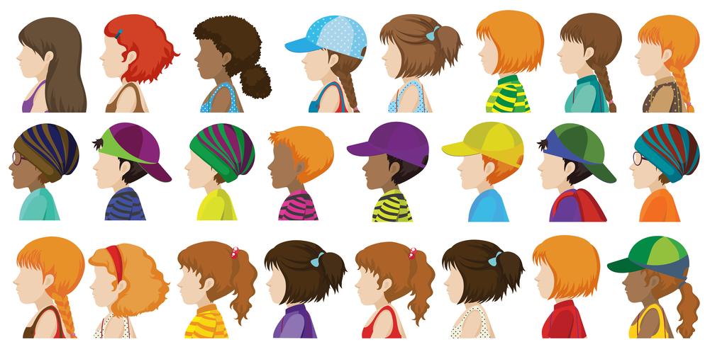 Sideview of the different faces vector