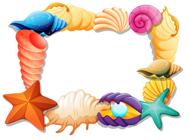 Frame design with seashells and starfish vector