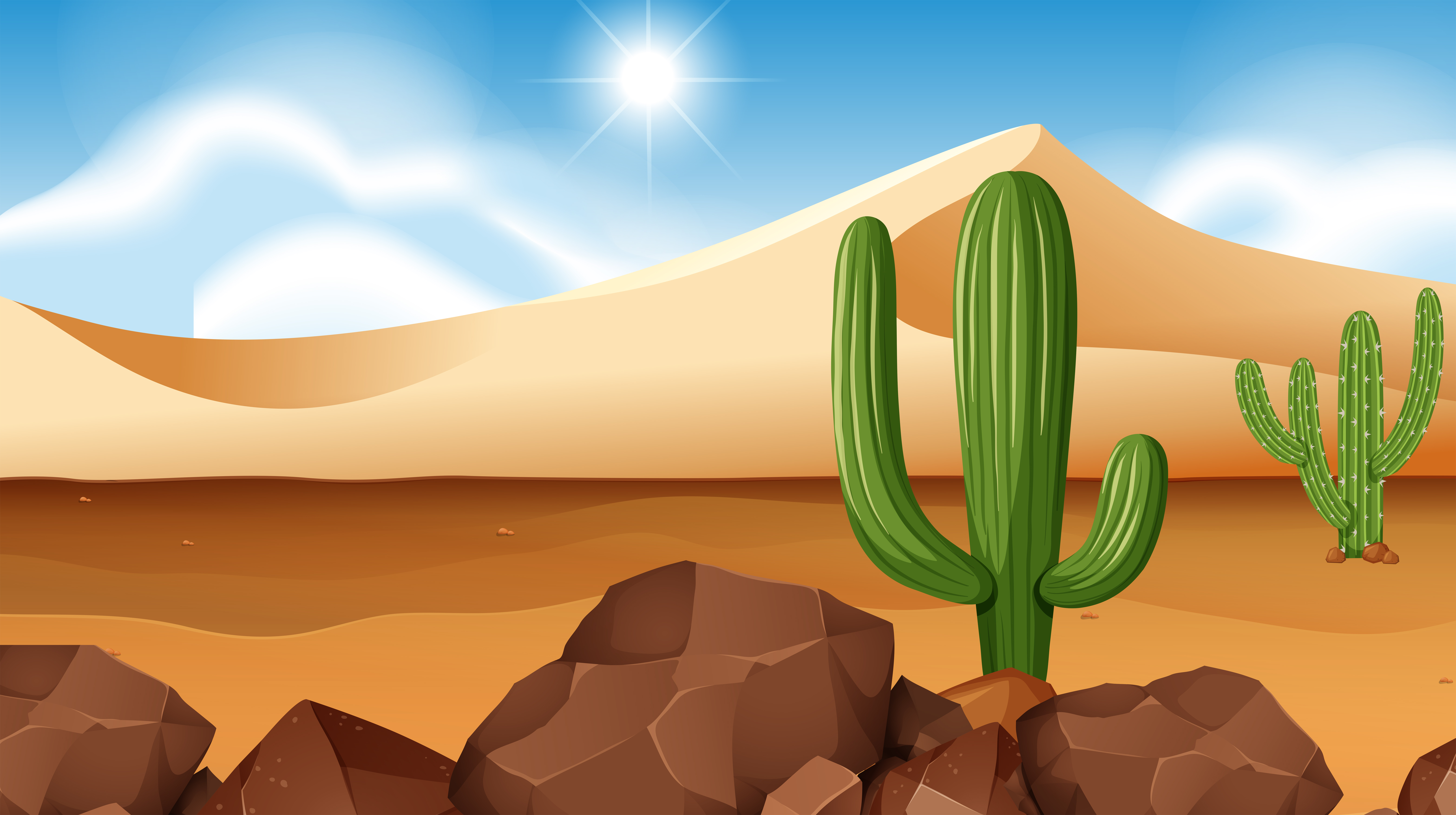 Desert scene with cactus 295619 Vector Art at Vecteezy