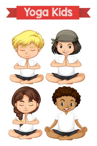 Conjunto de niños de yoga vector