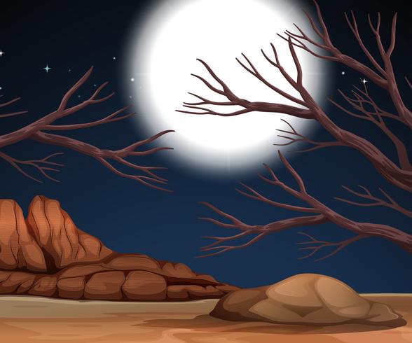 Nature scene with dry land at night vector