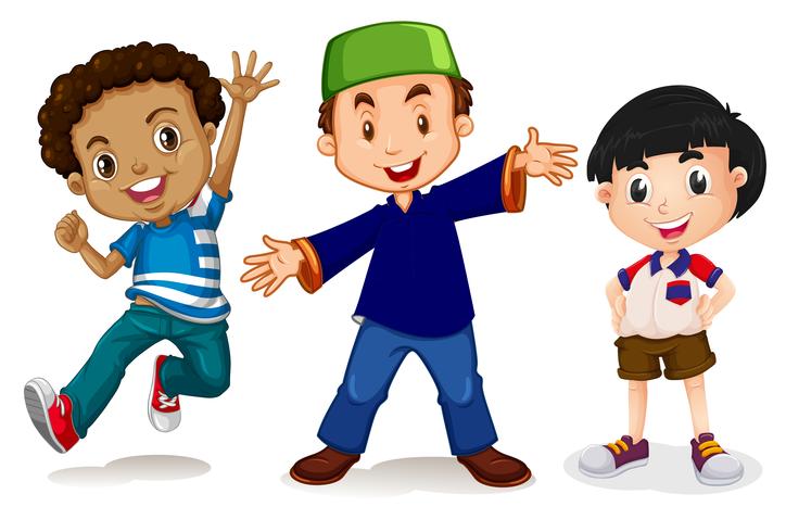 Niños multiculturales sobre fondo blanco vector