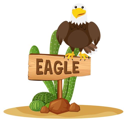 Eagle on wooden sign vector