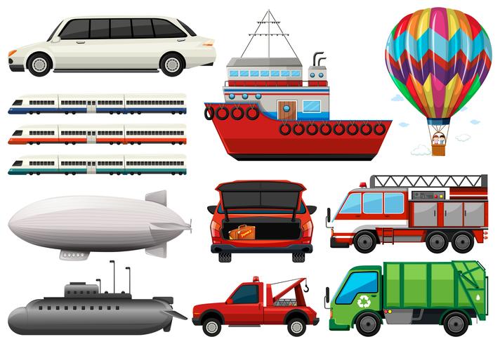 Different types of transportations vector