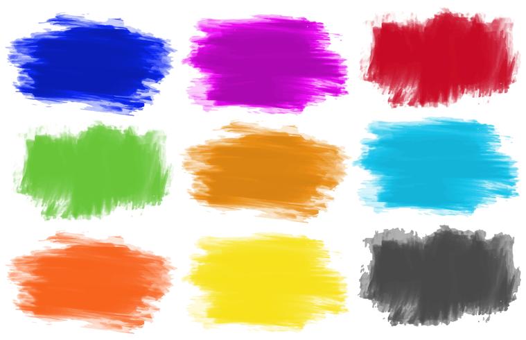 Brushstrokes in nine colors vector