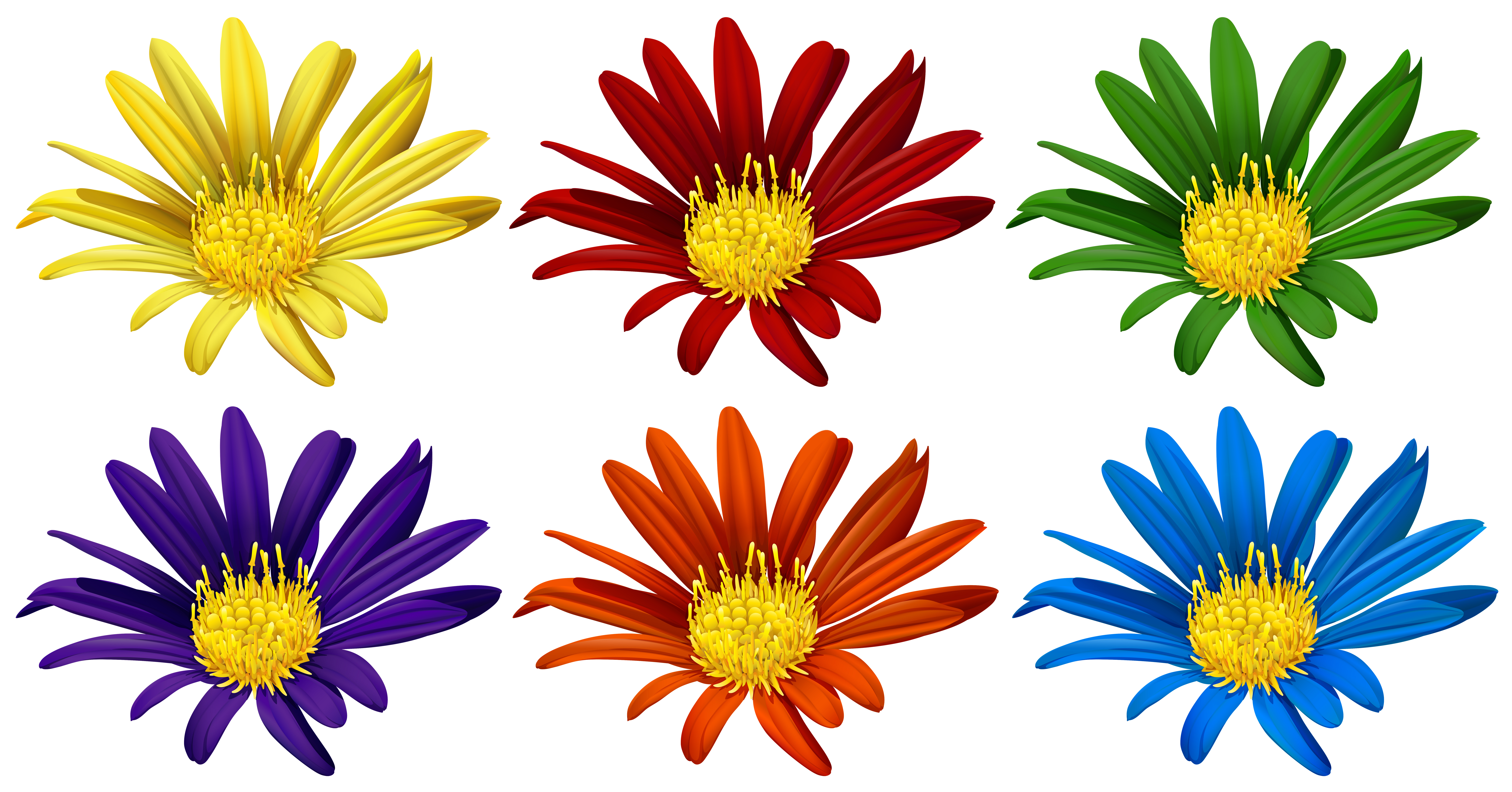 Flowers in six different colors - Download Free Vectors ...