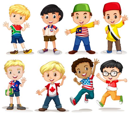 Set of international boy vector