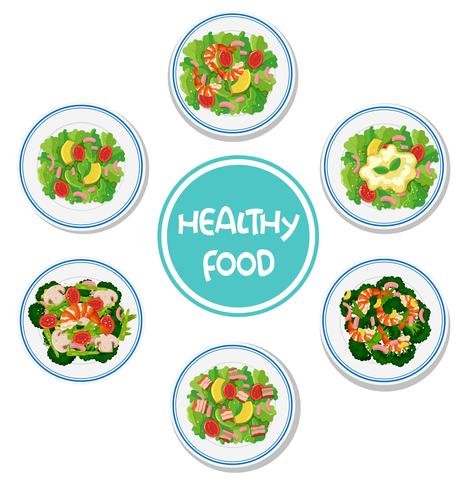 Set of healthy salad vector