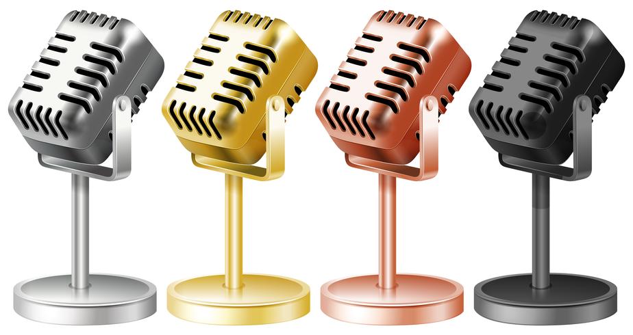 Microphone in four colors vector