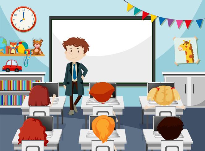 Teacher in it classroom - Download Free Vector Art, Stock Graphics & Images