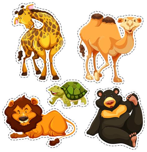 Sticker set with wild animals - Download Free Vector Art, Stock Graphics & Images