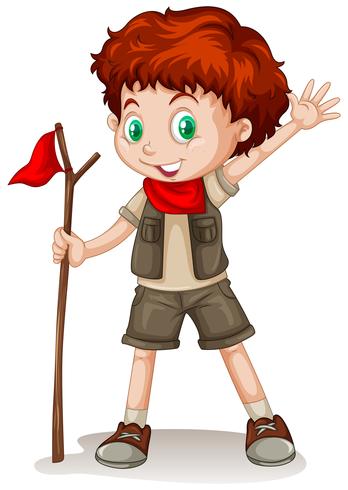 A red haired boy wearing a scout outfit  vector