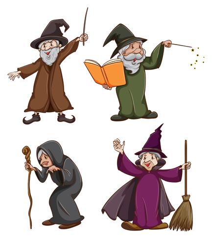 Witch and wizard vector