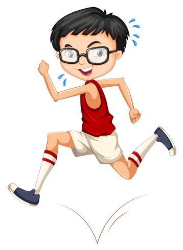 Boy with glasses running vector