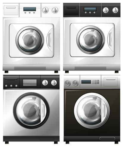 Set of washing machines in different designs vector