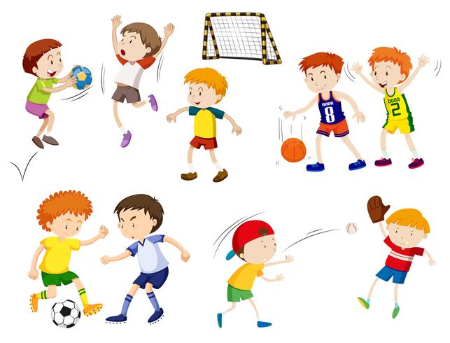 Niños jugando diferentes deportes vector