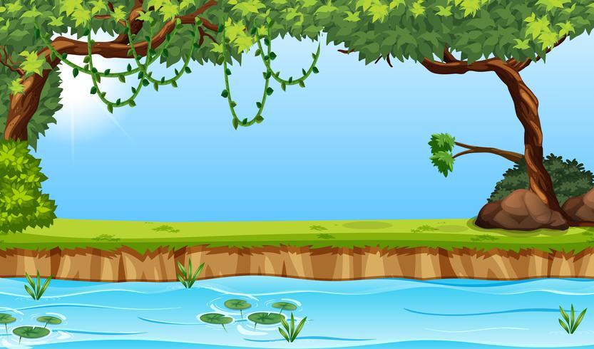 Beauiful river envrioment scene vector